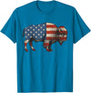 Bison American Buffalo Gifts & Apparel Stuff Bison USA American Flag Patriotic United States T-Shirt - Sapphire Blue