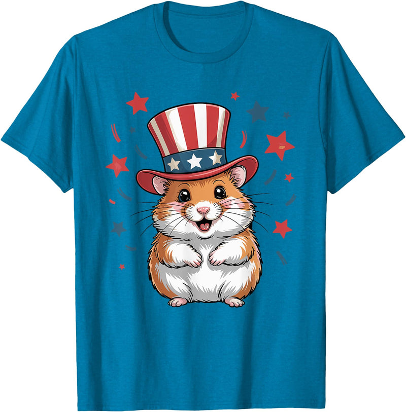 Patriotic Hamster Animals Lovers Independence 4th of July T-Shirt - Sapphire Blue