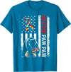 Distressed American Flag Autism Paw Paw Bear Awareness T-Shirt - Sapphire Blue