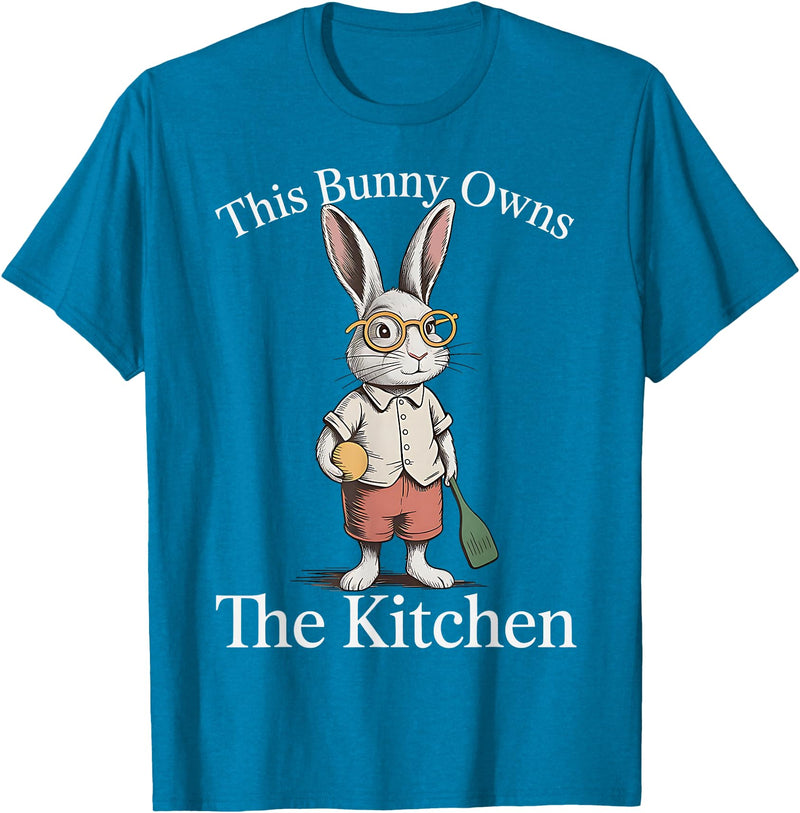Bunny Pickleball Player Easter This Bunny Owns the Kitchen T-Shirt in Sapphire Blue