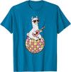 DiscoballAxis1 Funny Llama Disco Dancing Ball Groovy Retro 80s Costume T-Shirt - Sapphire Blue