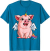 Piggy Squad Co Pig Unicorn Piggycorn Lover Funny Girls Women Farm Rainbow T-Shirt - Sapphire Blue
