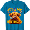 Humorous Highland Cow Gifts It's my Birthday Party Highland Cow T-Shirt - Sapphire Blue