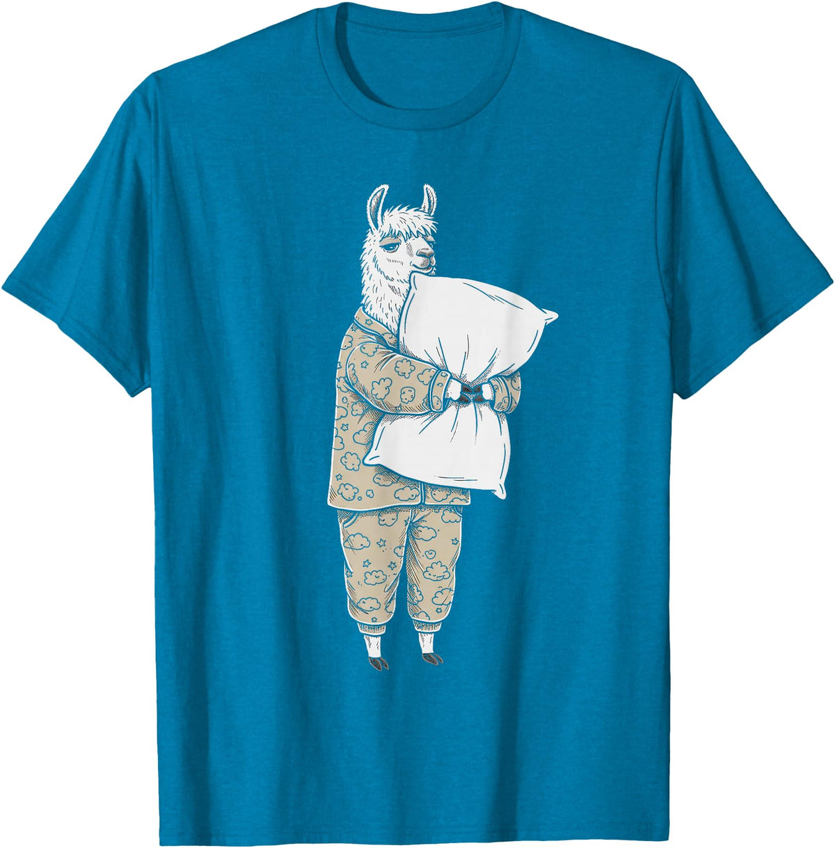 Sleeping & Napping Funny Designs For Nap Lovers Funny Sleepy Llama Alpaca Pajama Women Kids Boys And Girls T-Shirt - Sapphire Blue