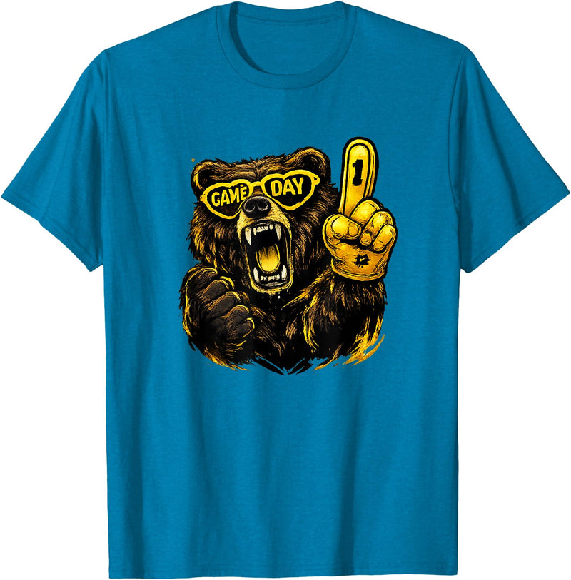 Cool Hockey Lion Game Day Sports Gift Funny Hockey Bear Game Day Vintage Shirt for Fans T-Shirt - Sapphire Blue