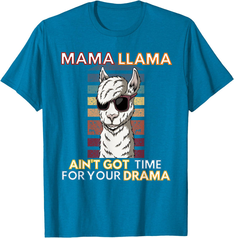 Mama Llama Designs Mama Llama Mom Funny Saying Cute Design For Men Women Kids T-Shirt - Sapphire Blue