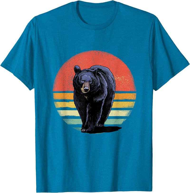 Wowsome! Retro Vintage Black Bear T-Shirt - Sapphire Blue