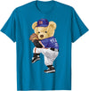 BERSLL Cute Teddy Bear Baseball Jug Sweatshirt T-Shirt - Sapphire Blue
