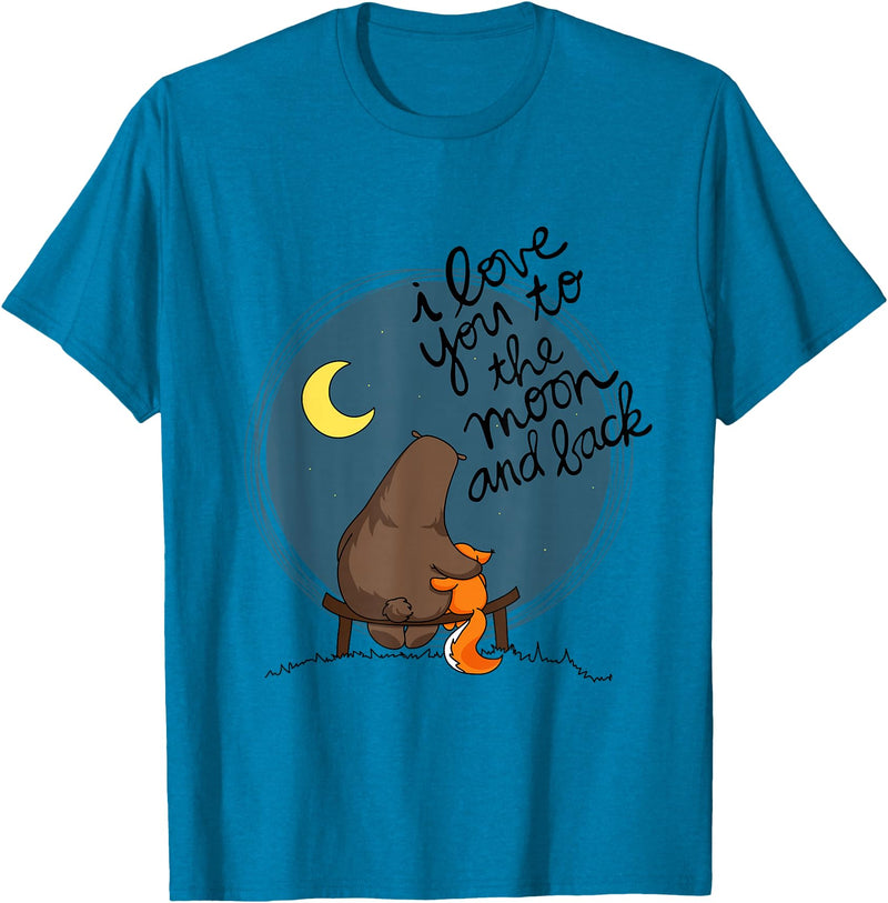 Little Squirrel Designs Cute I Love You To The Moon And Back Bear & Squirrel T Shirt T-Shirt - Sapphire Blue