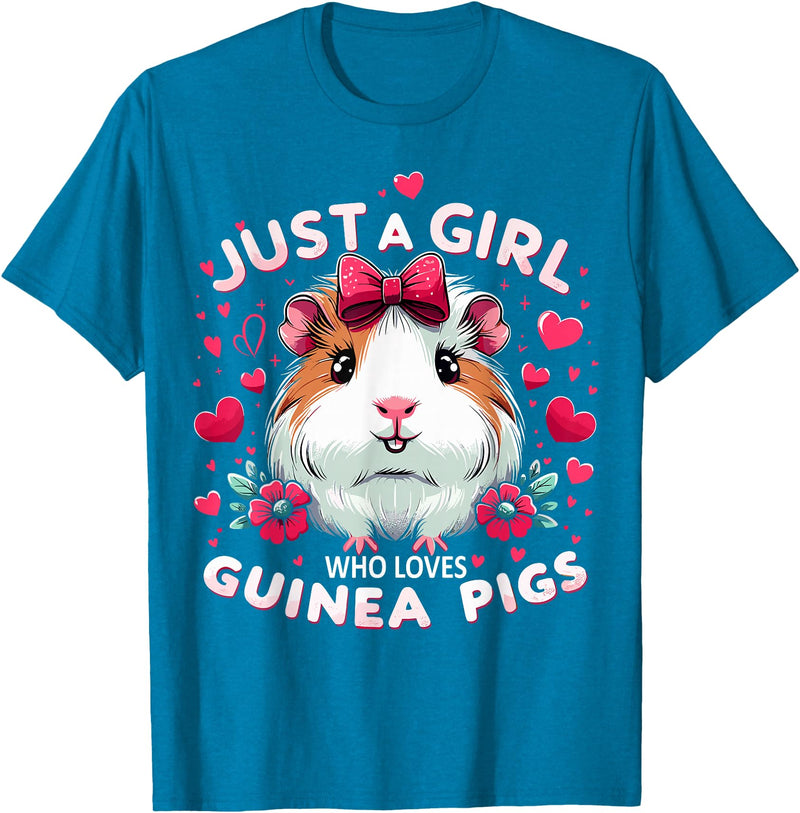 Cute Guinea Pig Gifts Just A Girl Who Loves Guinea Pigs Lover Mom T-Shirt - Sapphire Blue