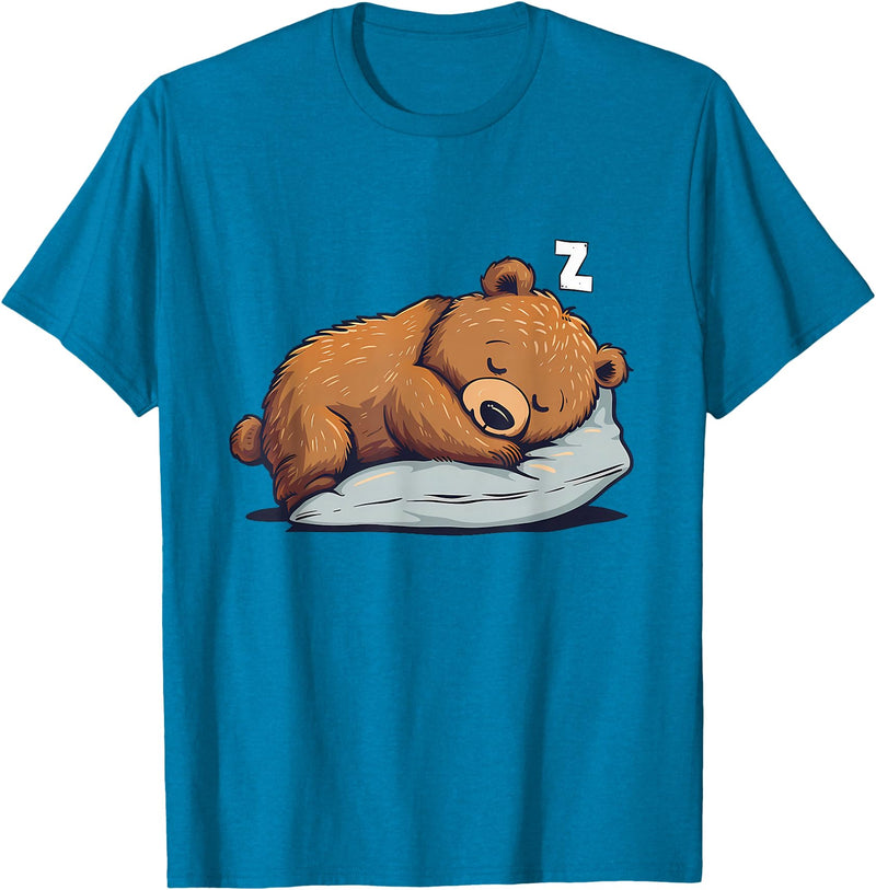 Cute Sleeping Animals Napping Bear Sleeping Sleepy Bear Cute Bear Sleeping T-Shirt - Sapphire Blue