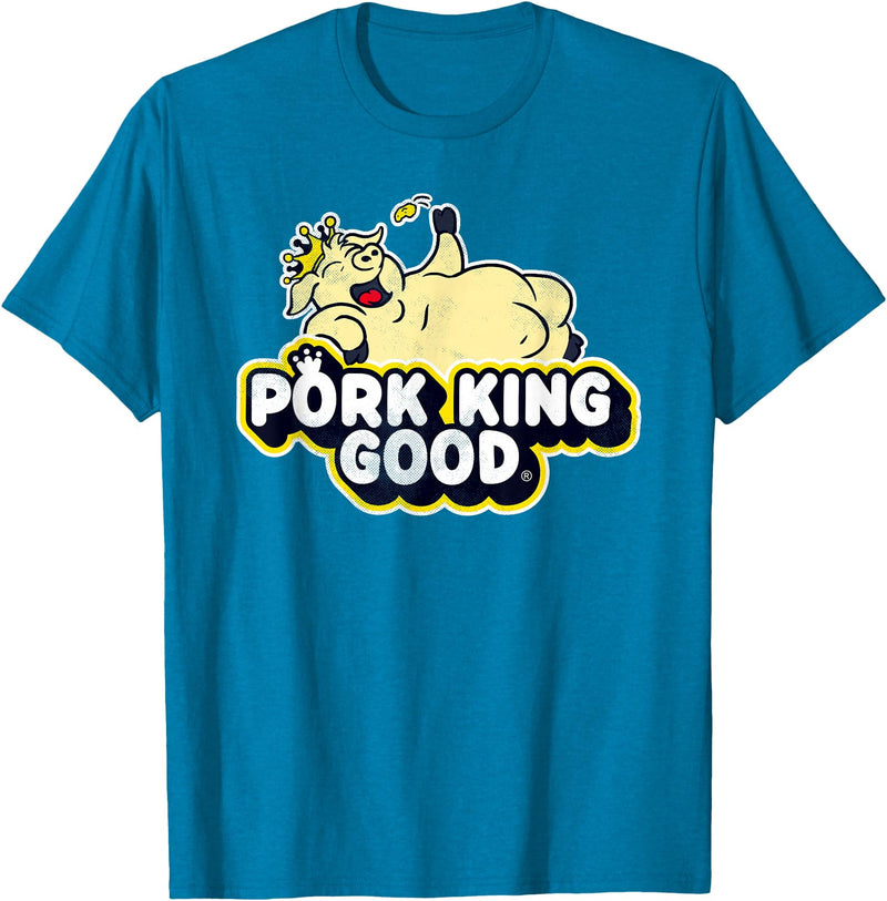 Pork King Good 70's Throwback Pig Logo T-Shirt - Sapphire Blue