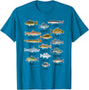 NABZR Angeln Geschenke & T-Shirts Types of Freshwater Fish Fishing T-Shirt - Sapphire Blue