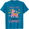 Llama Shirt Kids Girls Toddler Just A Girl Who Loves Llamas T-Shirt - Sapphire Blue