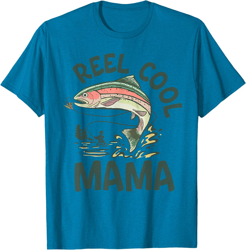 O Fishally One 1st Birthday Fishing Family Fish O Fishally One 1st Birthday Fishing Family Reel Cool Mama T-Shirt - Sapphire Blue