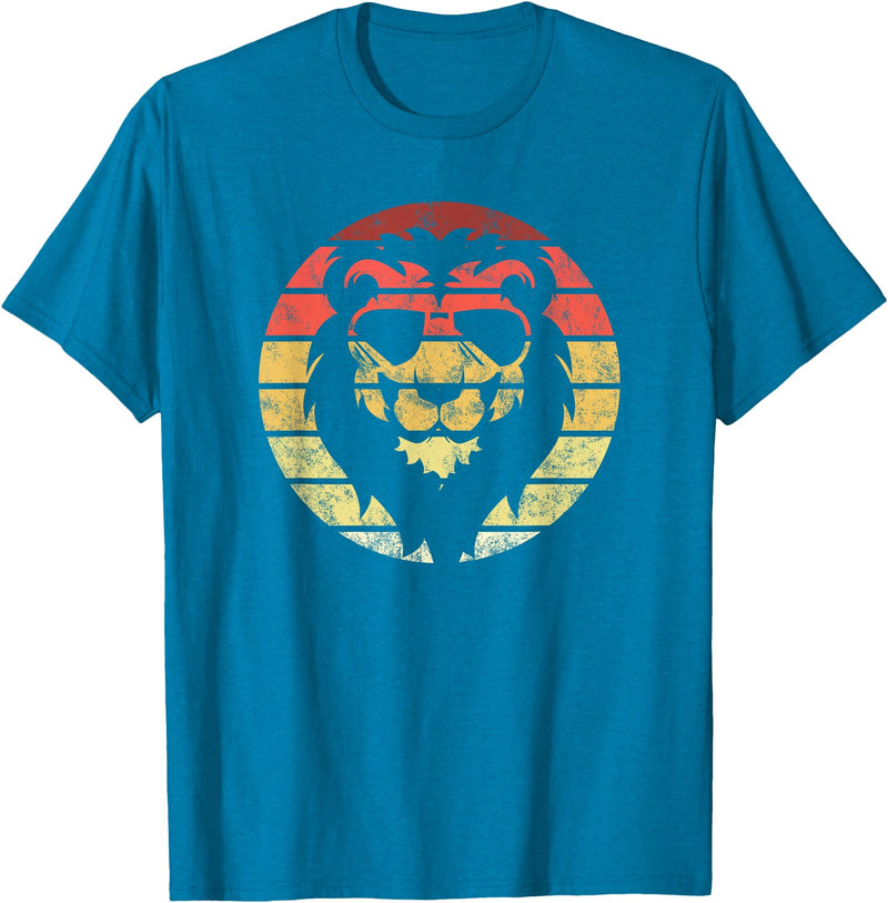 Lion Accessories & Clothing Gifts Women Men Kids Lion Retro Style Vintage T-Shirt - Sapphire Blue