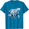 Arctic Polar Bear Mountain Waterfall Nature Arctic Polar Bear Forest Waterfall Landscape T-Shirt - Sapphire Blue