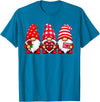 Three Gnome Crew Family Outfit Gnomes Love Valentine's Day Buffalo Leopard Heart Women Men T-Shirt - Sapphire Blue