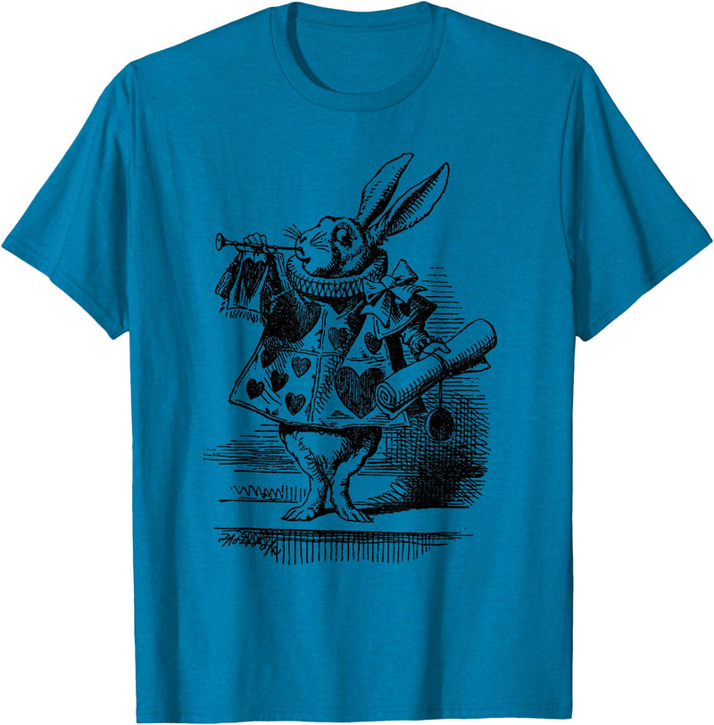 Cute Rabbit Lover Bunny Graphic T-Shirt (Slate Grey) in Sapphire Blue