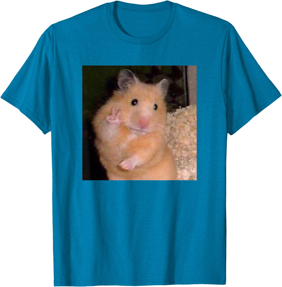 Hamster Meme Peace Sign Funny Pet Owner Trendy T-Shirt - Sapphire Blue