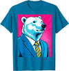 Pop Art Graphic Designs Co. Pop Art Polar Bear in Business Suit T-Shirt - Sapphire Blue