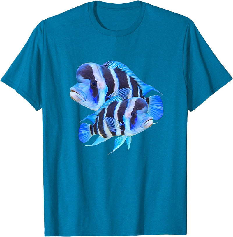 World Support Tees Frontosa Cichlid Fish Aquarium Owners Monster Fish Gift T-Shirt - Sapphire Blue