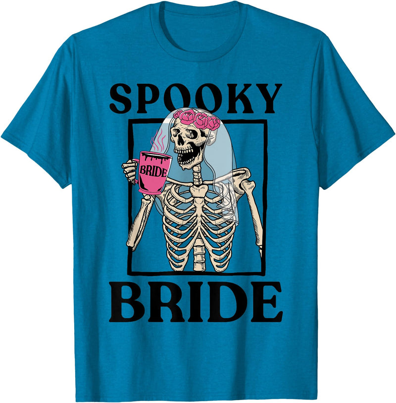 Halloween Spooky Bride Bridesmaid Skeleton Bachelorette T-Shirt - Sapphire Blue