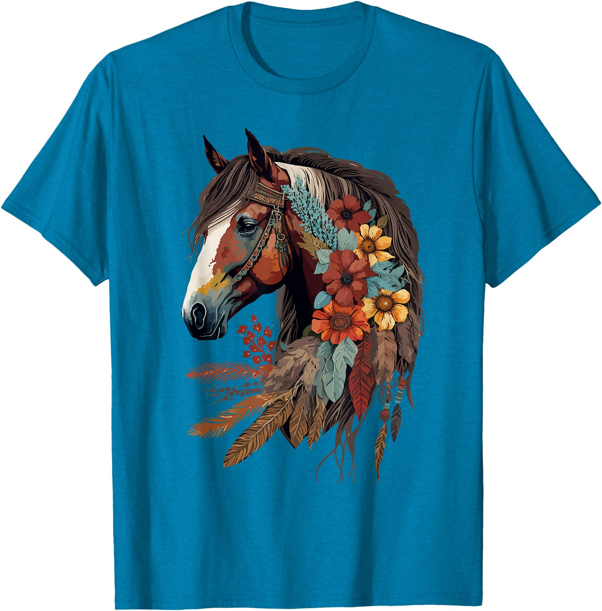 Just a girl who loves horses Co. Equestrian Horse Girl Western CowGirl Horseback Riding Theme T-Shirt - Sapphire Blue