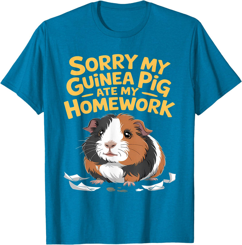 Sorry My Guinea Pig ate my Homework Kids School Sorry My Guinea Pig Ate My Homework Funny Pet Rodent Hamster T-Shirt - Sapphire Blue