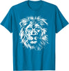 Älion. lion. Kids Unisex Black Lion Graphic Modern V-Neck T-Shirt - Sapphire Blue