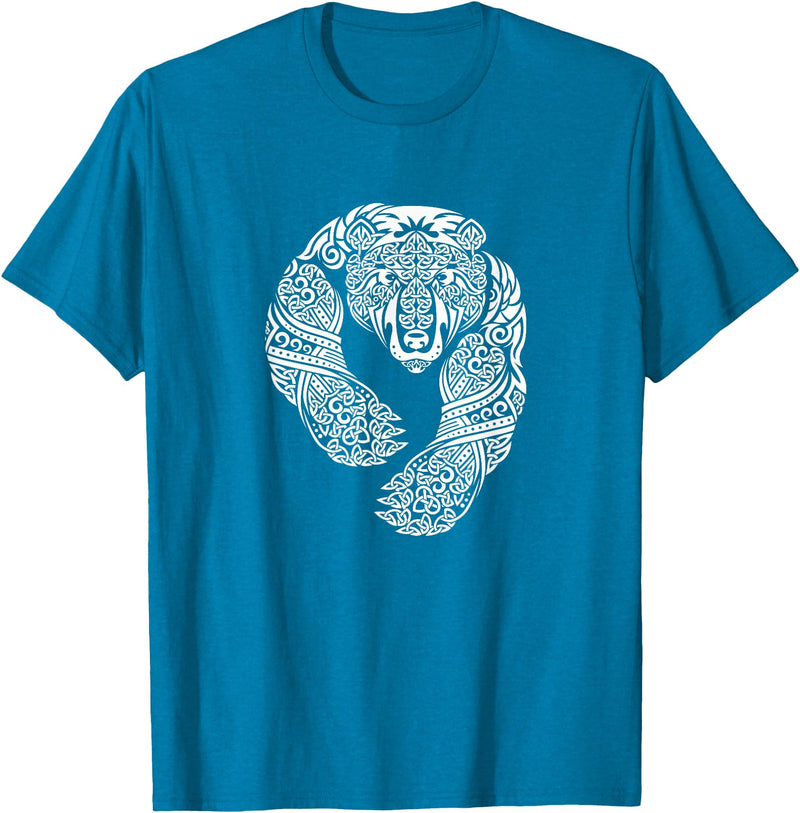CELTIC KNOTWORK TRIBAL TATTOO BEAR TEES CELTIC KNOTWORK TRIBAL TATTOO BEAR T-SHIRT T-Shirt - Sapphire Blue