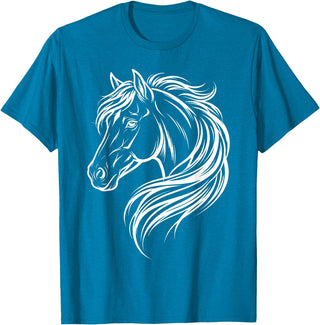 Horse Silhouette Farm Animal Graphic Horses Cute Horse Silhouette Art Equestrian Farm Animal Horse Lover T-Shirt - Sapphire Blue