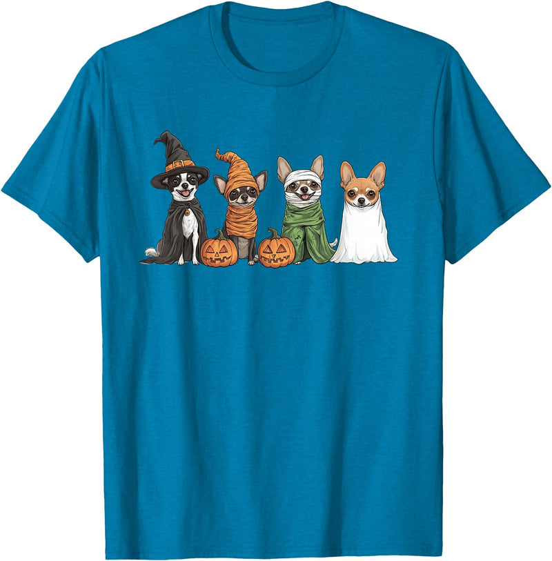 Cute Fall Chihuahua Dog Owner Halloween T-Shirt - Sapphire Blue