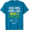 Dairy Cow Farmer Tees & Gifts Co. Real Men Smell Like Diesel and Cow Crap Funny Dairy Farmer T-Shirt - Sapphire Blue