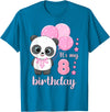Birthday Gifts for Girls by Content Design Studio Birthday Girl 8 Panda Pink Balloons T-Shirt - Sapphire Blue