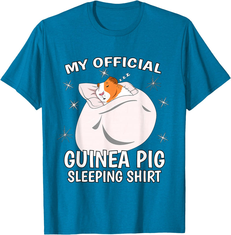 Guinea Pig Sleeping Wear Women, Men & Kids My Official Sleeping Shirt PJ Pajama Top Guinea Pig T-Shirt - Sapphire Blue