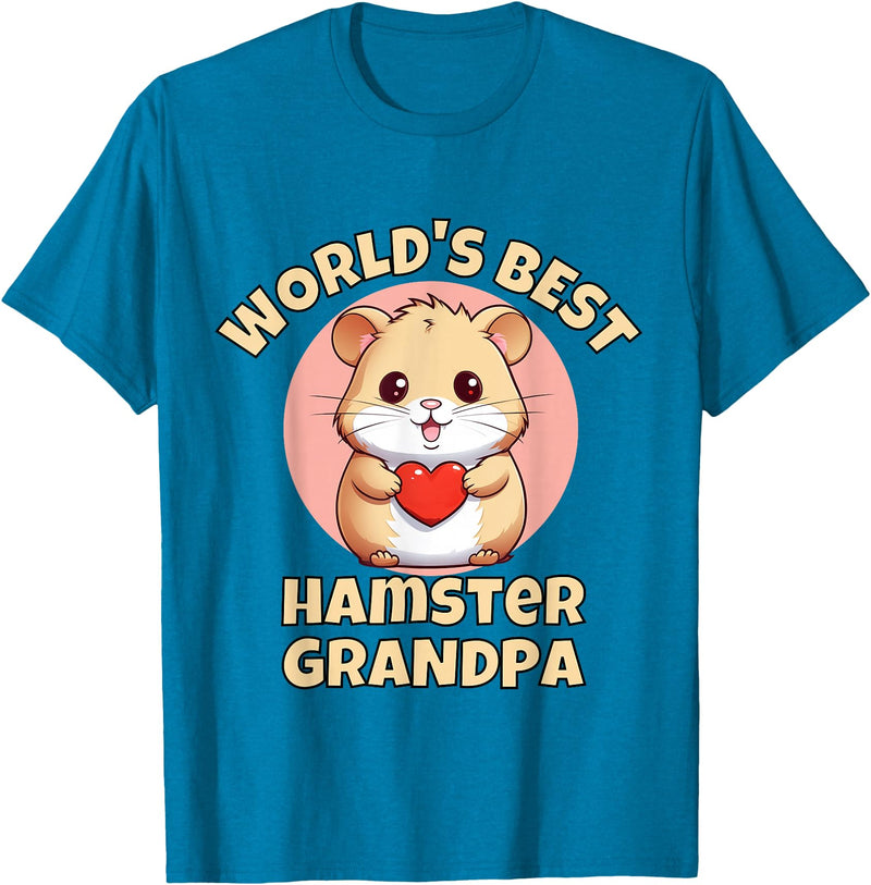 Cute World's Best Hamster Grandpa Grandfather T-Shirt - Sapphire Blue