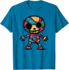 Colorful Punk Rock Goth Skeleton Halloween Colorful Skull Patchwork Skeleton Art T-Shirt - Sapphire Blue