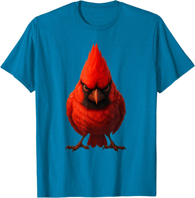 I just really like animals Angry Cardinal Artwork Red Bird Nature Wildlife Graphic T-Shirt - Sapphire Blue