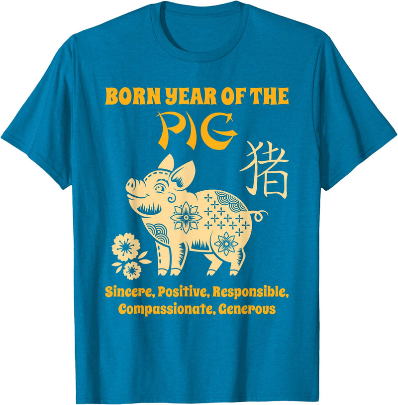 Chinese Zodiac Pig Birthday Year of the Pig T-Shirt - Sapphire Blue