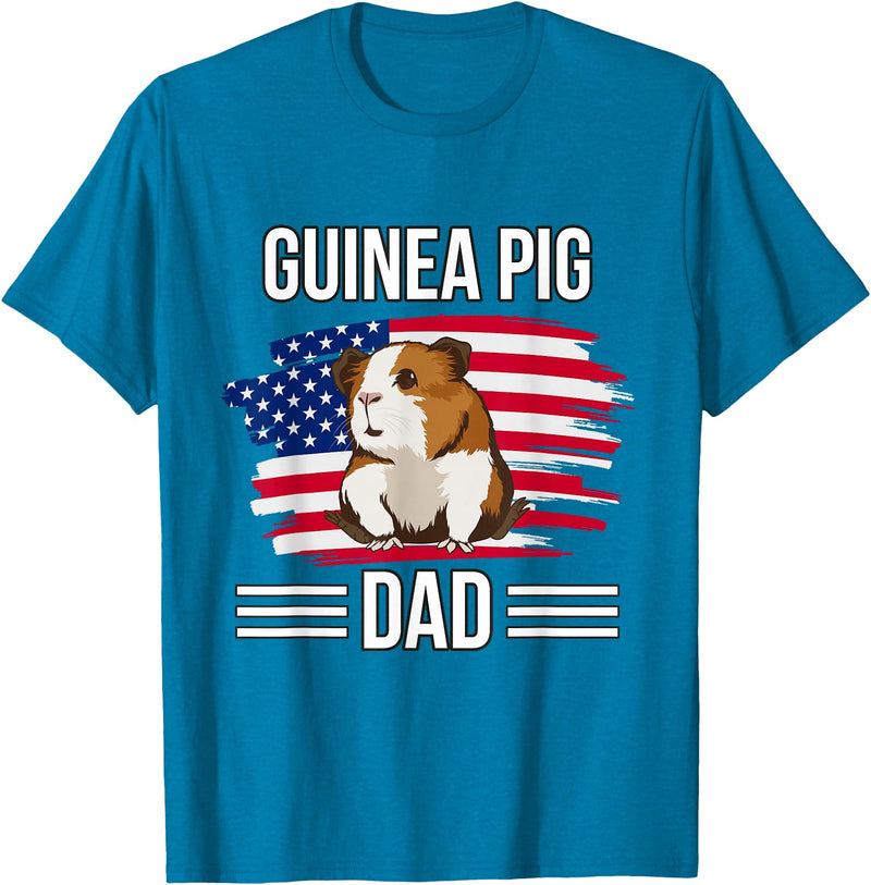 Funny Guinea Pigs Outfits Cavy US Flag 4th Of July Father's Day Guinea Pig Dad T-Shirt - Sapphire Blue