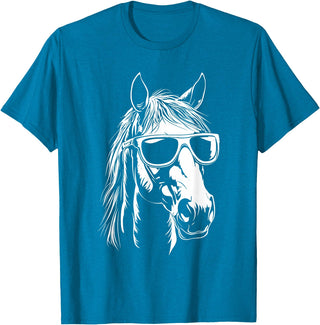 FunnyHorseCo. Funny Horse Sunglasses T-Shirt - Straight - Sapphire Blue