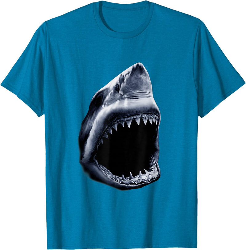 Shark Vibes Great Shark Face Graphic Ocean Bite Lovers Giant T-Shirt - Sapphire Blue