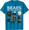 Bears of the World Creationz Eight Bears of the World Panda Polar Grizzly Black Cute T-Shirt - Sapphire Blue