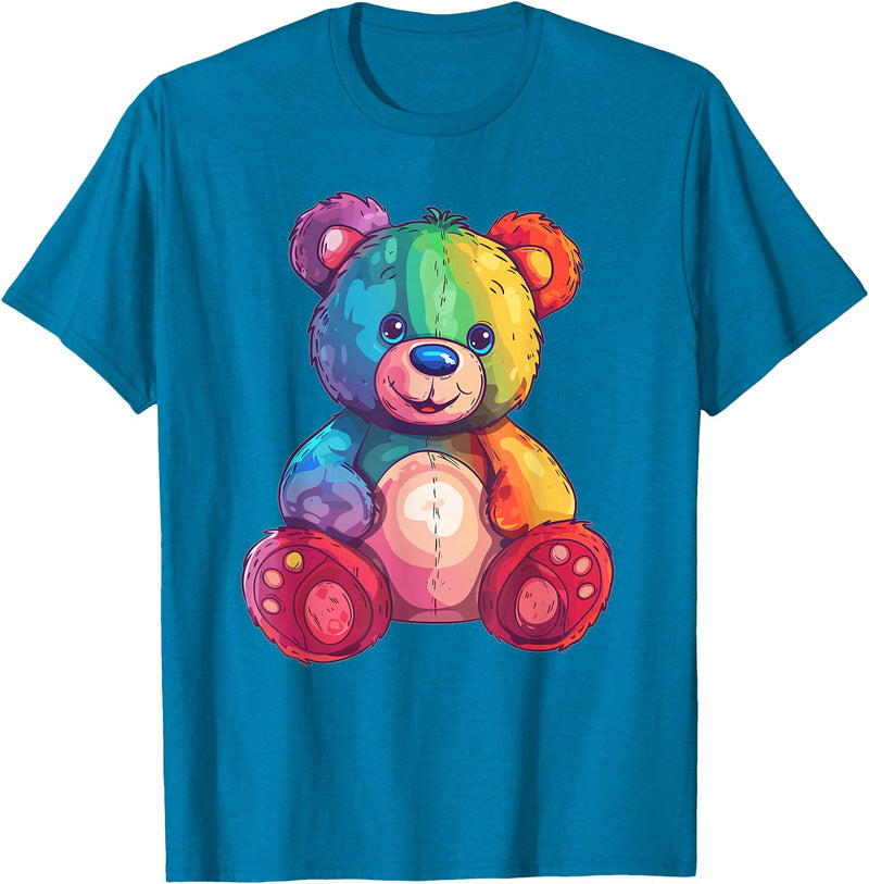 Cute Teddy Bear I Teddy Art I Kids Teddy Bear Colorful Teddy Bear T-Shirt - Sapphire Blue