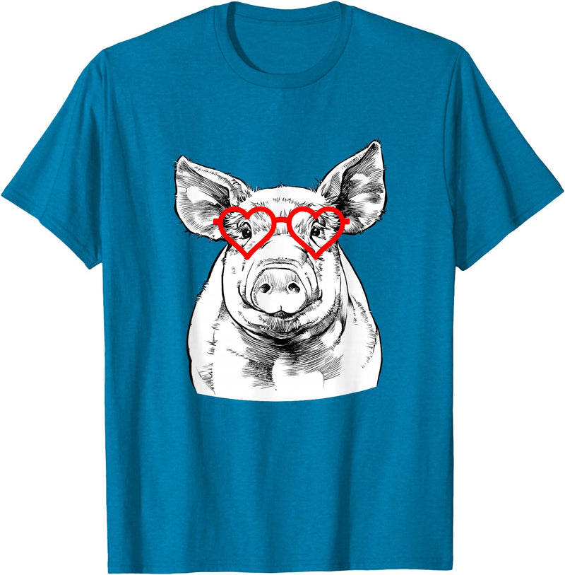 The Pawster Pig Valentines Day Farm Animal Lover T-Shirt - Sapphire Blue