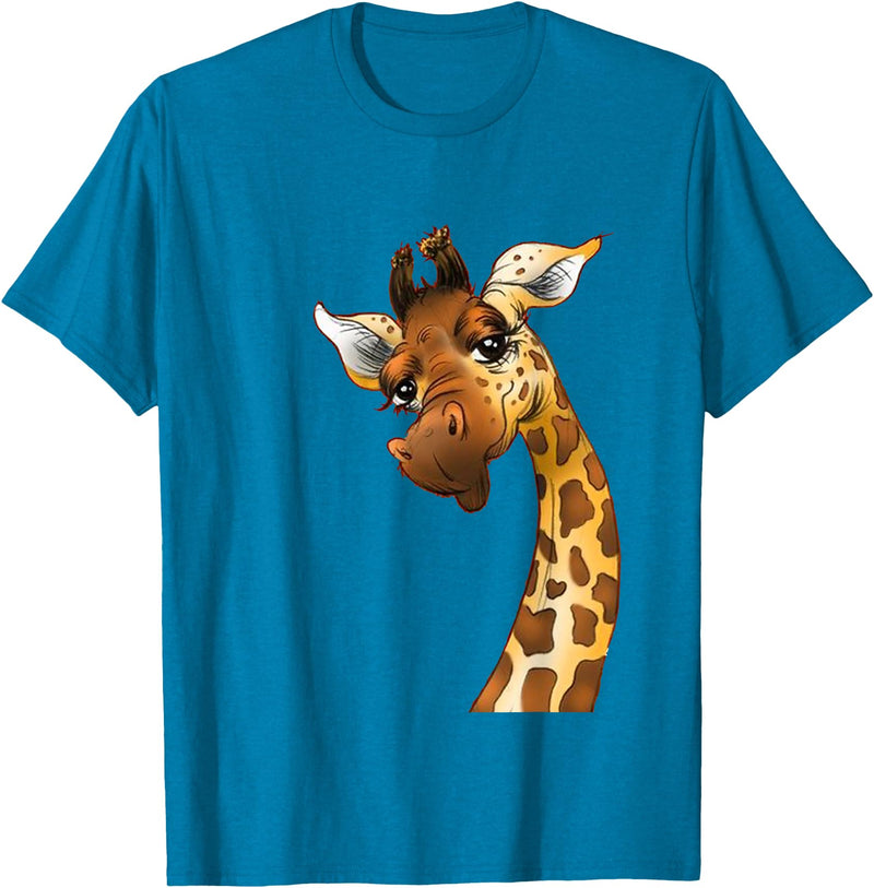 Funny giraffe t-shirt animal love zoo and safari Love giraffe Women wildlife giraffe Lovers tee for kids girl T-Shirt - Sapphire Blue