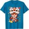 Chinese Lion Dance Year Of The Horse 2026 Kids Year of The Horse 2026 Chinese New Year 2026 Lion Dance Boy T-Shirt - Sapphire Blue