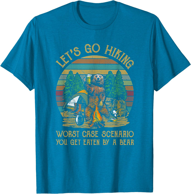 Let's Go Hiking Worst Case Scenario You Get Eaten By A Bear T-Shirt - Sapphire Blue
