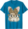 Funny Bunny Face Glasses Bandana Leopard Rabbit Happy Easter T-Shirt in Sapphire Blue